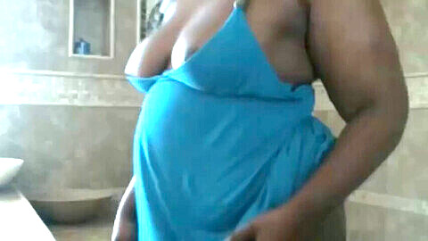 Voluptuous ebony BBW teases in the shower on her webcam
