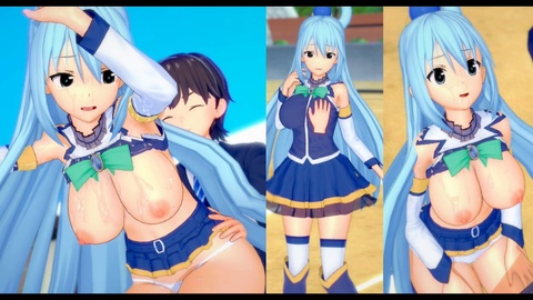 [Gioco Hentai Koikatsu! ]Fai sesso con Grandi tette KonoSuba Aqua.Video di anime erotiche 3DCG.