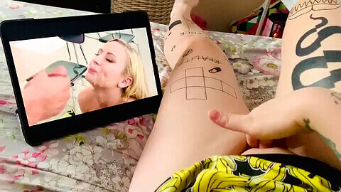 Girl watching porn, watching porn, pijamas