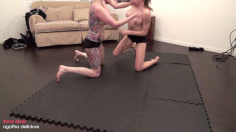 Short hair girl fight, girls wrestling, schoolgirl pins
