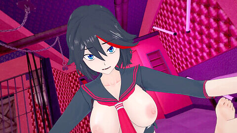 Futa Ryuko dominiert Taker in diesem 3D-Hentai mit ihren großen futanari Titten und sagt "Sieht aus wie du bist mein kleiner pogchamp"