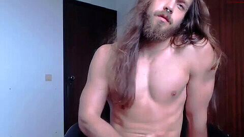 Hot European hunk with long hair gets a messy facial and moans in pleasure