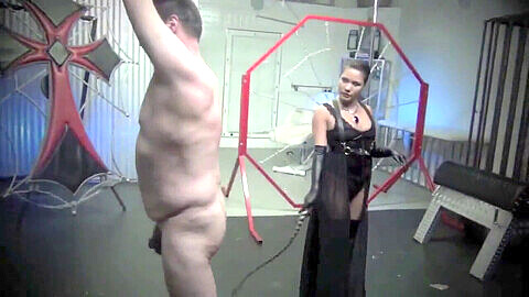 Asian dominatrix Mena Li cruelly inflicts corporal punishment on her obedient slave