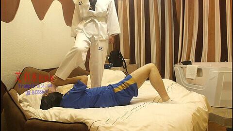 Chinese taekwondo, chinese femdom, jean trample