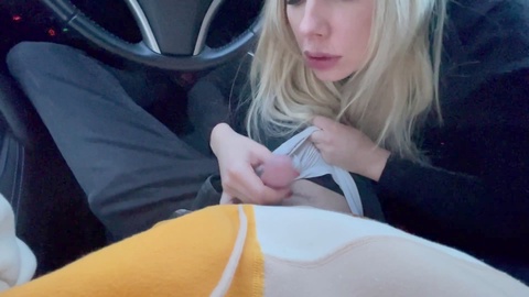 Hot blonde babe Angie Lynx gets pounded and receives an internal cumshot in a car at a popular ski resort POV