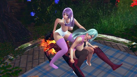 Лизание пизды, групповой секс, косплей