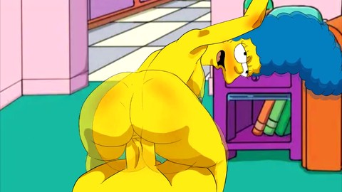 Marge Simpson, the cartoon MILF, enjoys a secret uncensored 3D hentai encounter