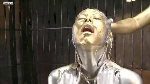 Messy wam paint, gold silver bodypaint, multiple ejaculation