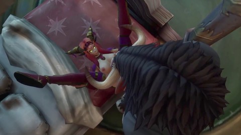 Fiery-haired elf gets Tauren bull's huge cock in her ass | Warcraft Playful Imitation