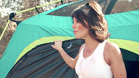 Outdoors lezzie fuck-fest In A Tent