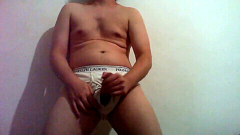 Stripping and flaunting my white Polo Ralph Lauren briefs for the camera!