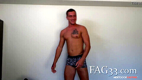 Logan strips down and teases in gay porn casting audition