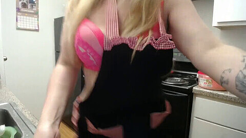 Naughty bbw doll gets kinky in the kitchen while baking