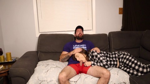 Risky internal creampie on the bed with stepmom and stepson