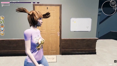 Exhibitionist student from My Lust Wish SFM hentai game caught on spycam taking a naked shower