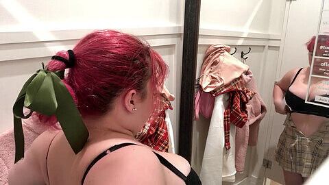 Chubby, try on, dressing room