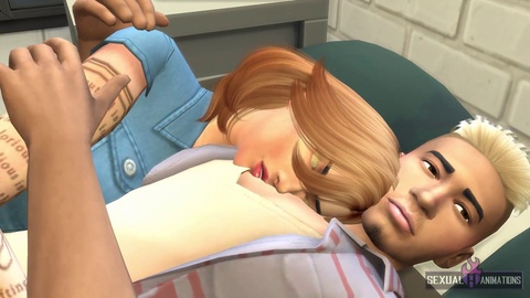 Jeune couple novice dans une baise qui se termine en éjaculation - Animations sexuelles brûlantes