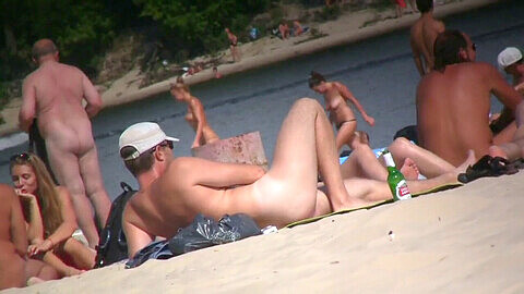 Naked beach, nudist beach, air hostess homosex video