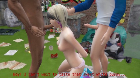 DDSims - Petite amie adolescente partagée publiquement avec un étranger BBC dans le parc Sims 4 alors que son petit ami regarde