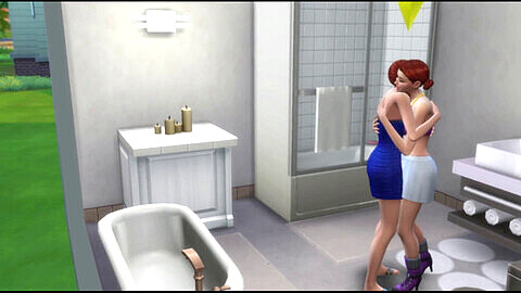 Animated Sims 4: Twin redheaded babes get in the mood and have passionate girl-on-girl sex