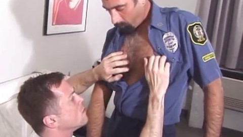 Charming cop drills a handsome firefighter