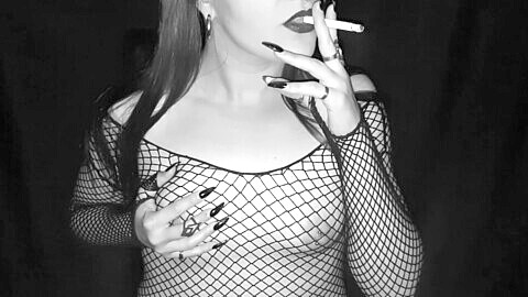 Sexy smoker, long nails, faceless