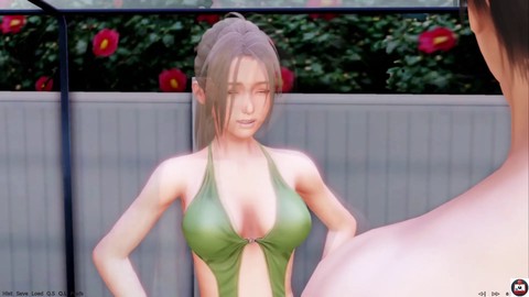 Junge zierliche Schülerinnen in einem 3D-animierten Hentai-Videospiel erleben wilde Outdoor-Sexabenteuer