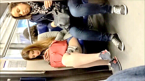 Chinese metro, nylon legs, shoeplay